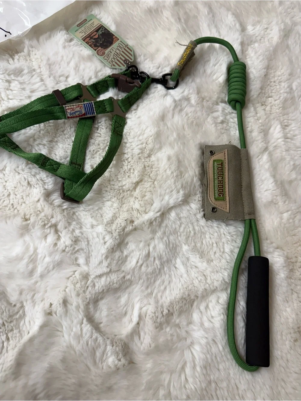 Small Green Touchdog Harness & Leash Set